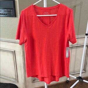 Chico's Red Relaxed Short Sleeve Tee
